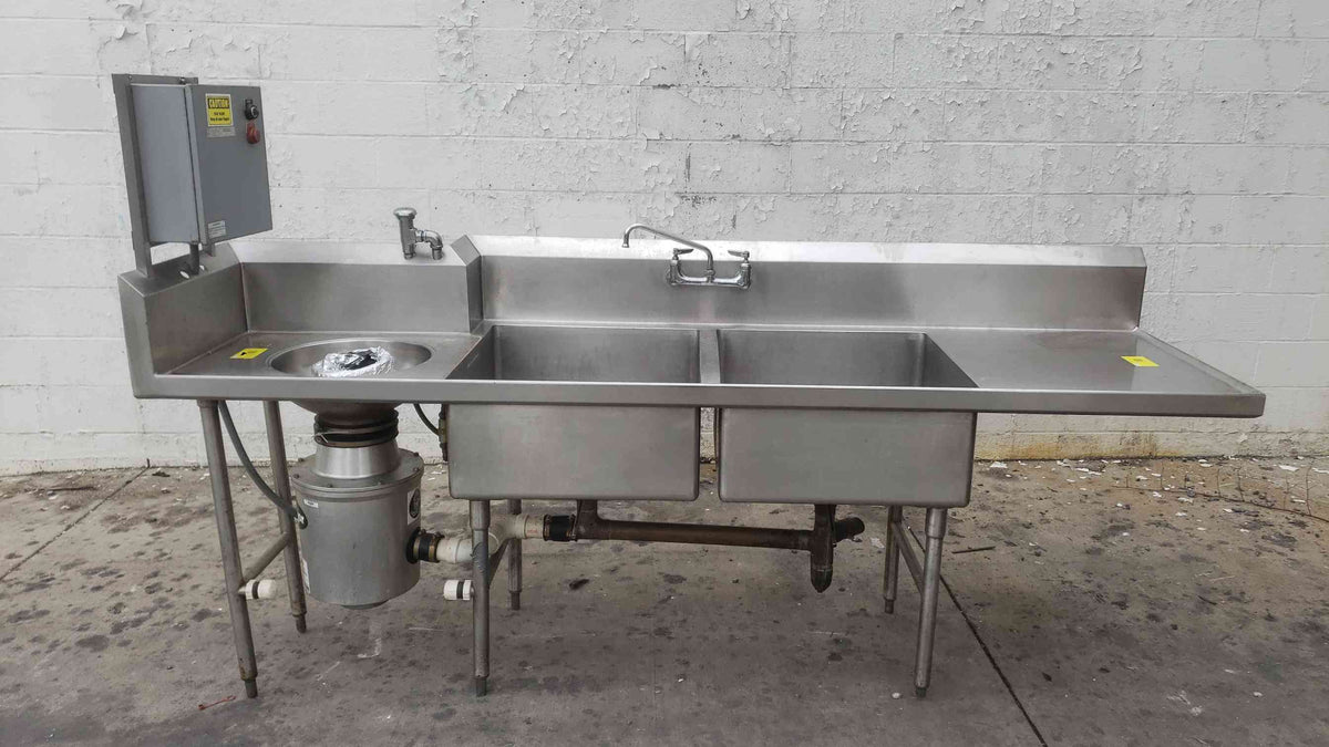 Hobart Commercial 2 Compartment Sink Stainless Steel Food Waste Disposer Unit
