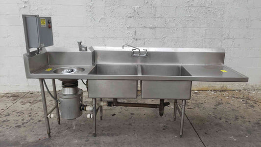 Hobart Commercial 2 Compartment Sink Stainless Steel Food Waste Disposer Unit