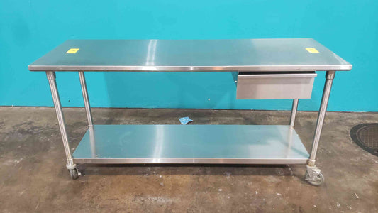6ft Stainless Steel Work Prep Table 72" Commercial Kitchen Rolling w/ Drawer (SKU: 113635)