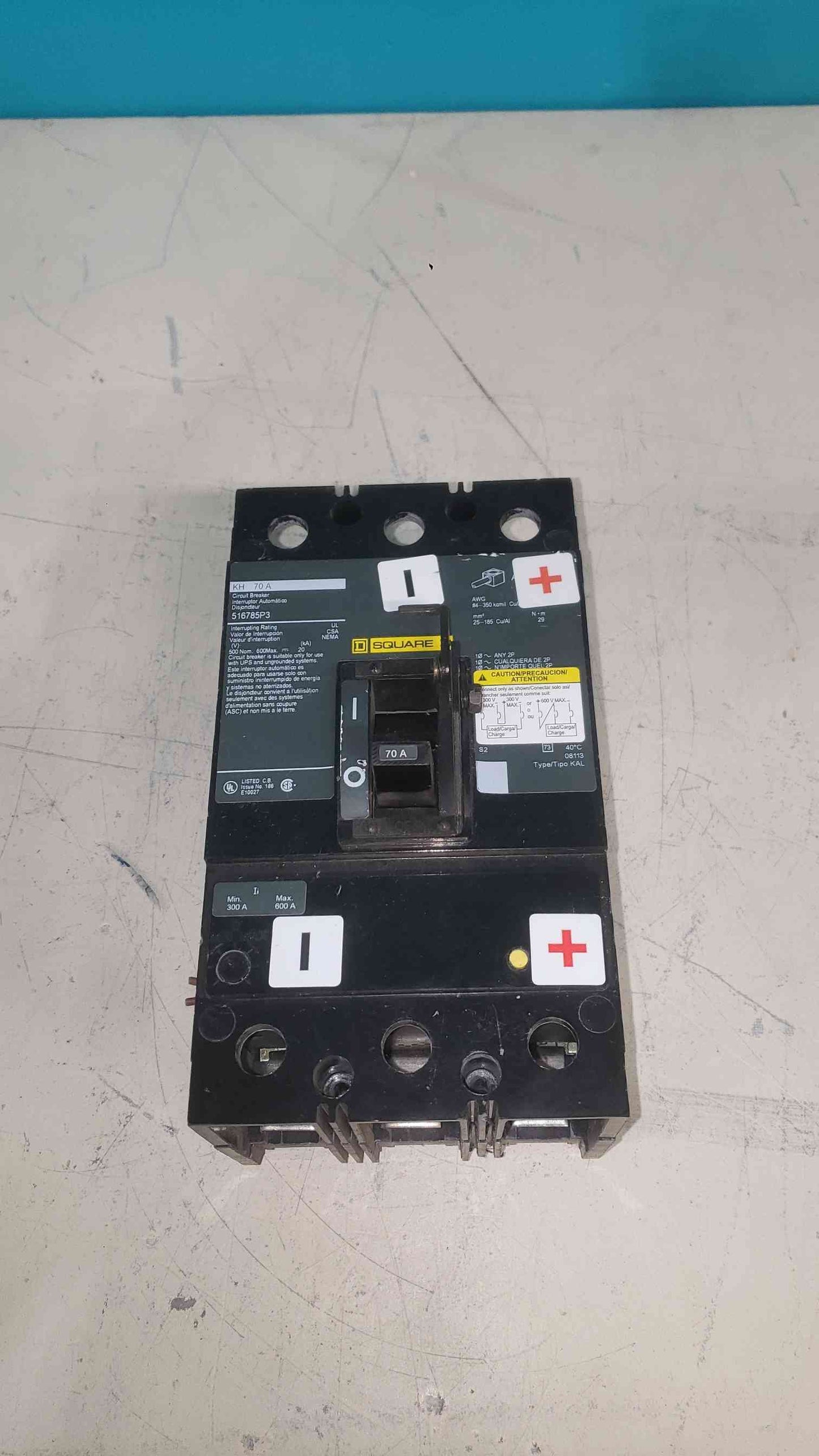 Square D KAL36070 K-Frame Circuit Breaker 70A 3 Pole 600V 500VDC MCCB 516785P3 (SKU: 113645)
