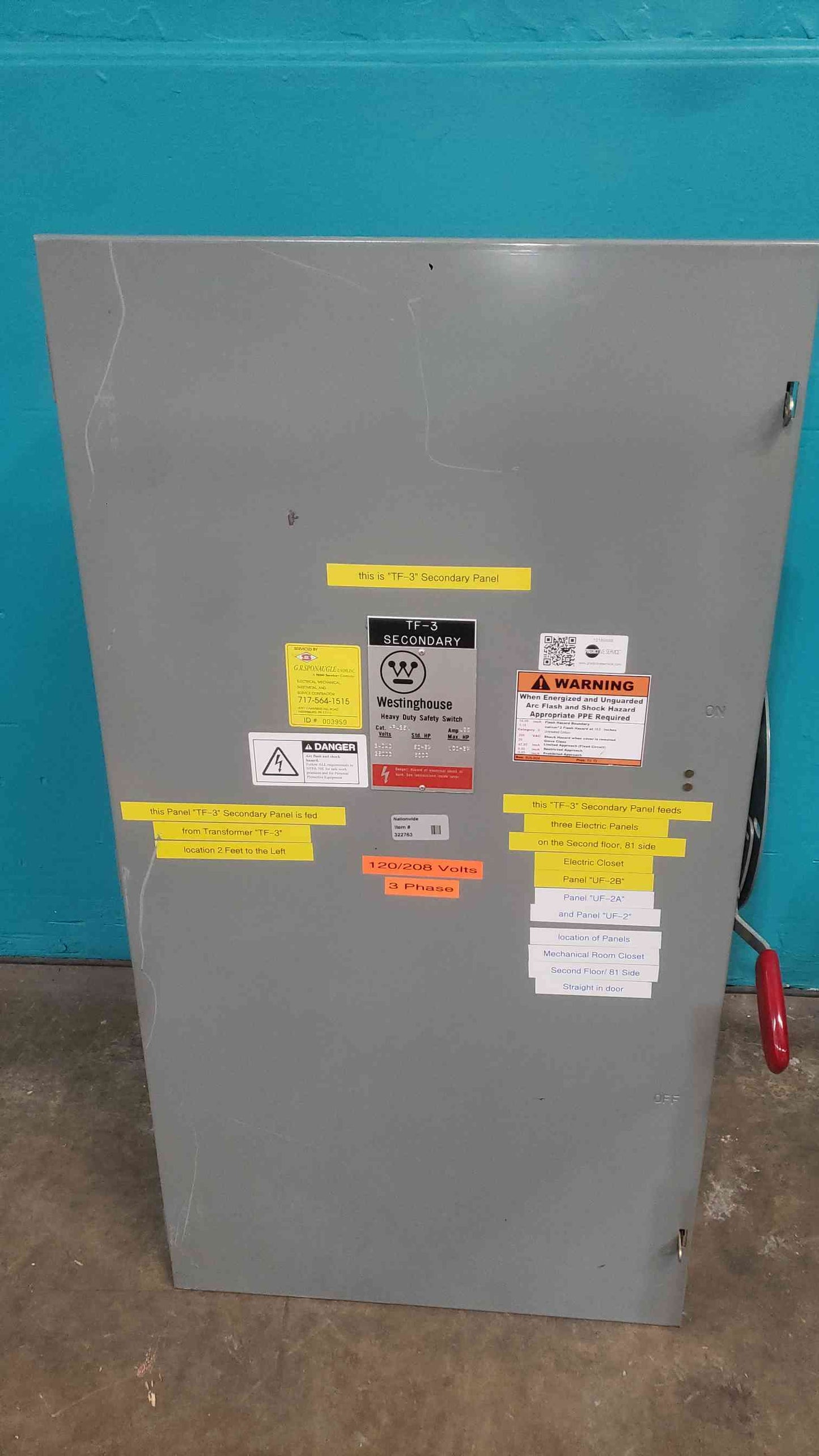 Westinghouse HF425N 400 Amp 240V Fusible Heavy Duty Safety Switch Disconnect