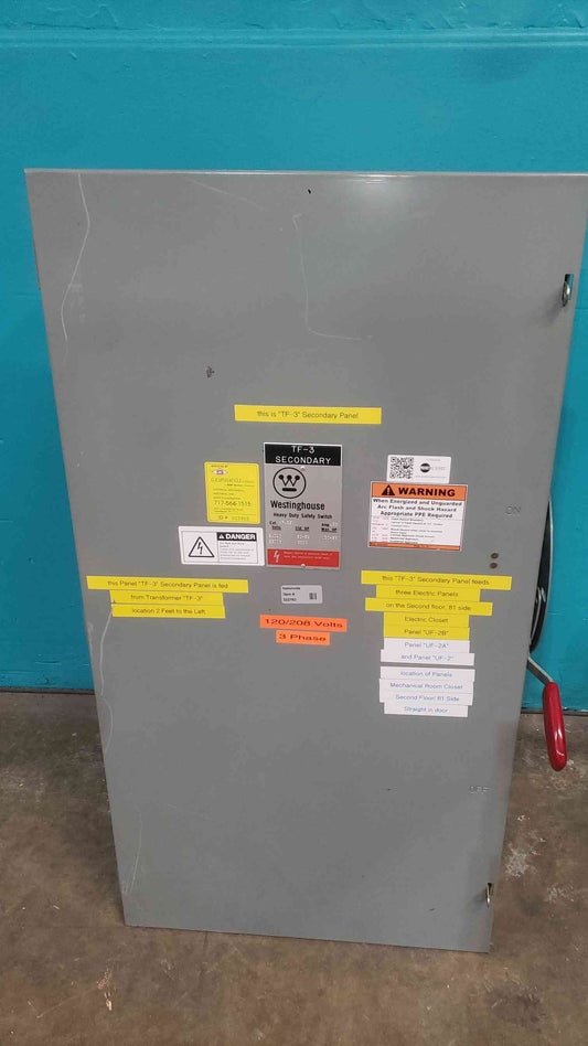 Westinghouse HF425N 400 Amp 240V Fusible Heavy Duty Safety Switch Disconnect