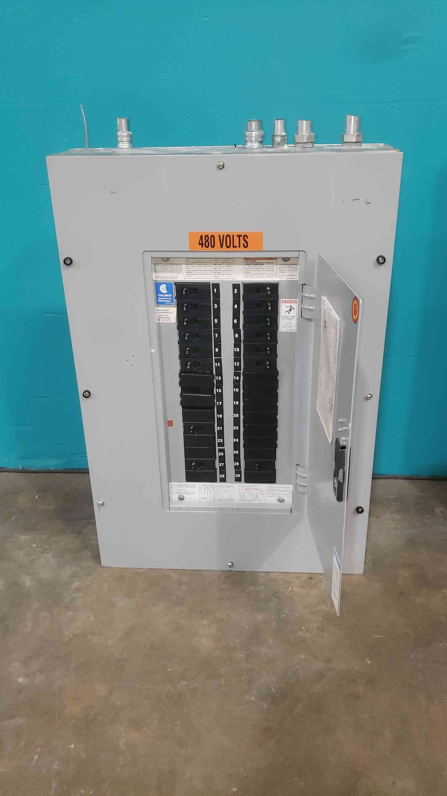 Challenger PowerMaster PM2 100A 480V 3 Phase Panelboard Cutler-Hammer Breakers