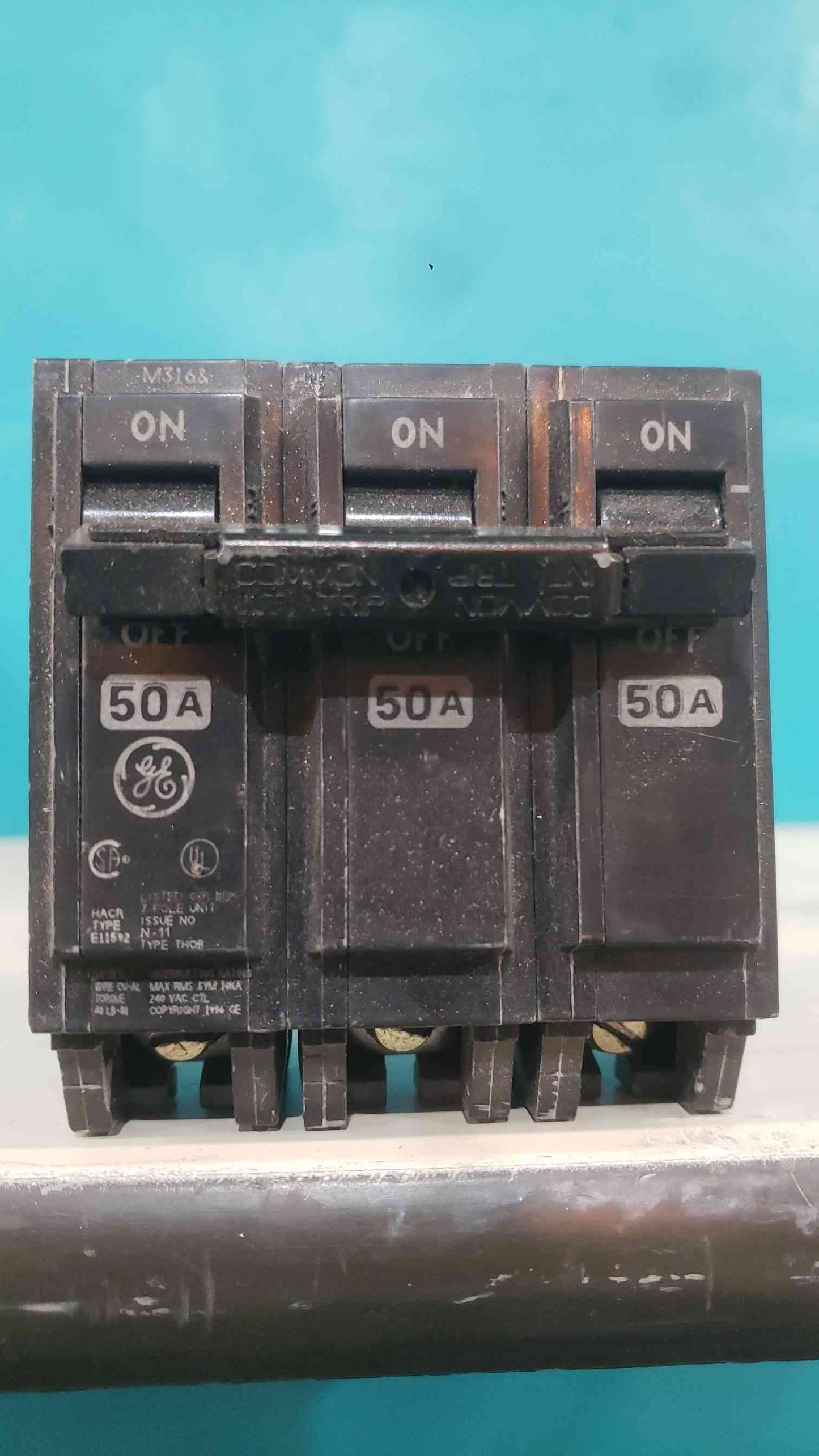 GE 50A 240VAC Triple Pole Breaker (SKU: 113780)