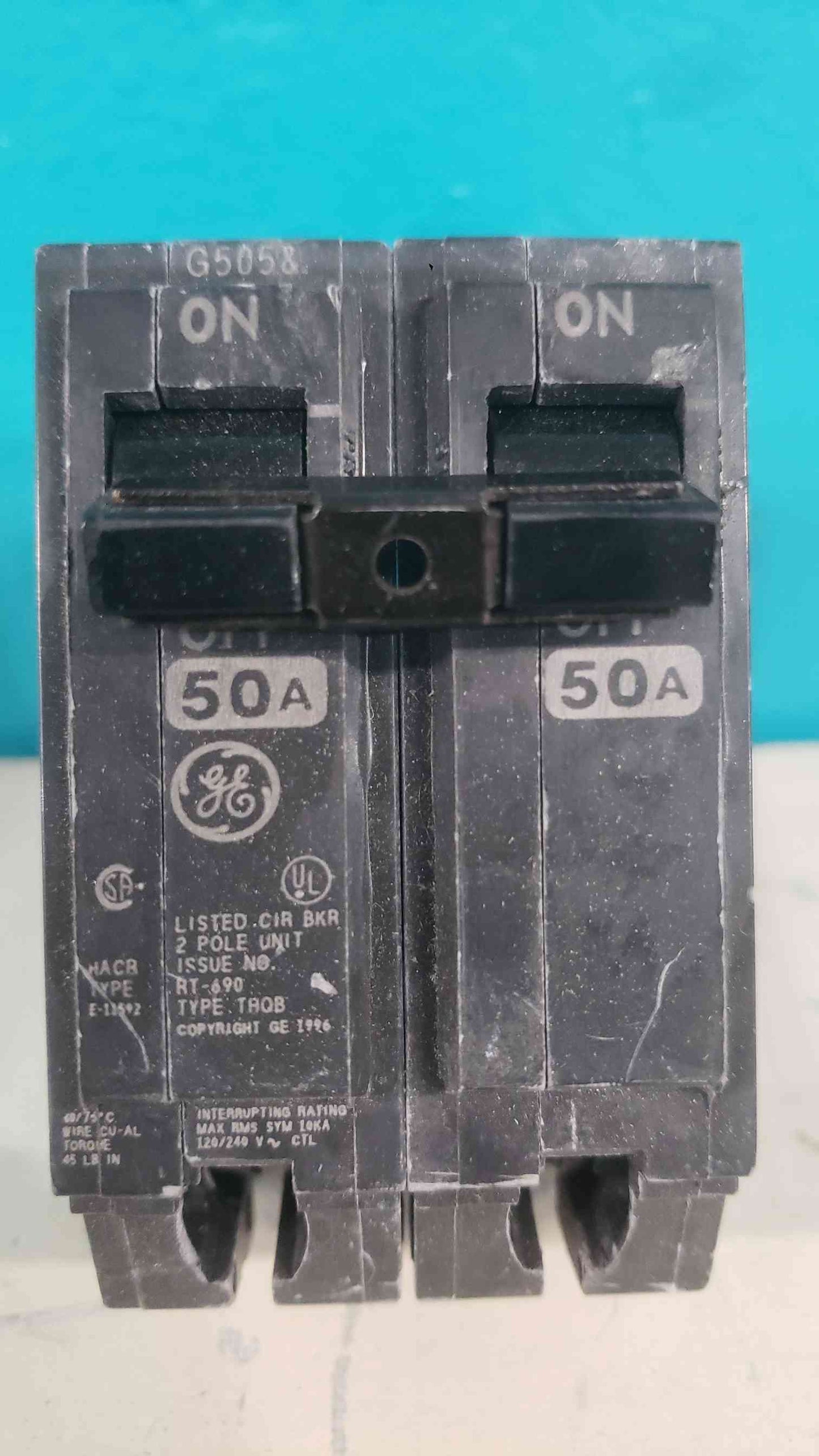 GE 50A 240VAC 2 Pole Circuit Breaker (Sku 113789)