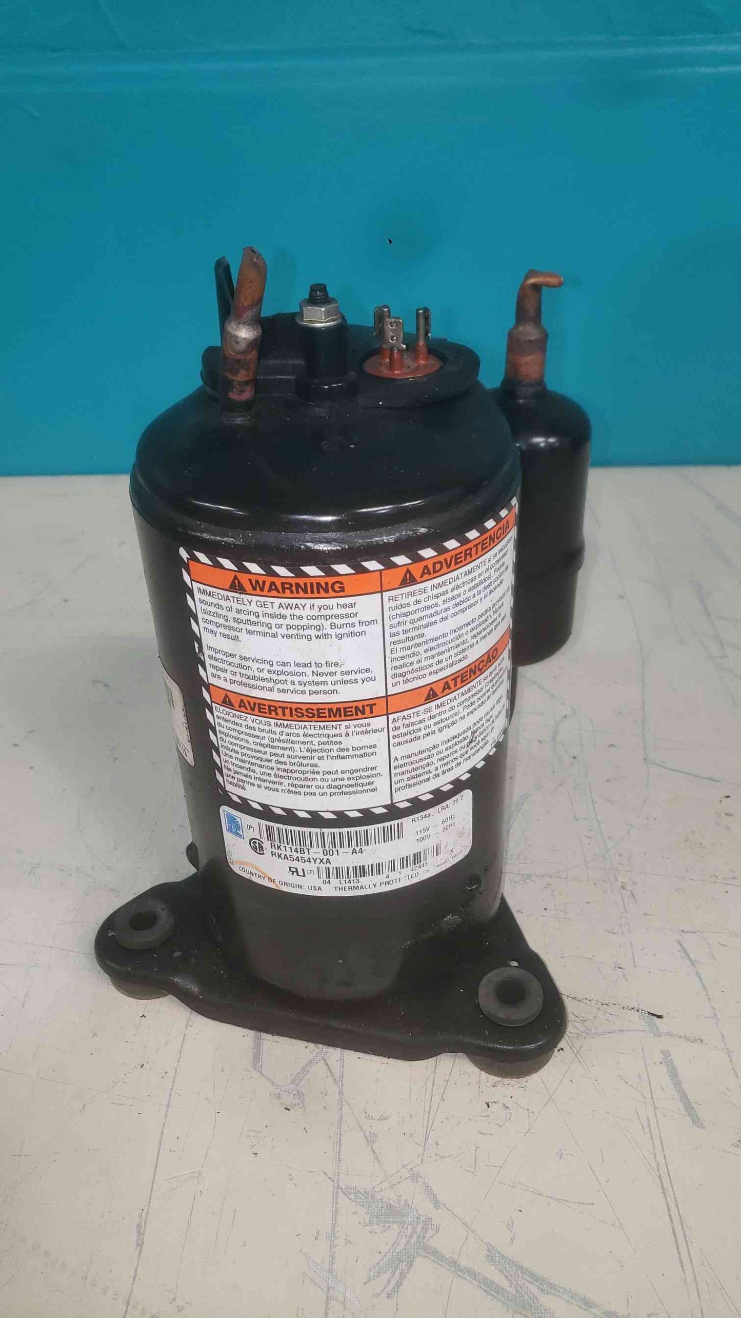 Tecumseh 1/2 HP Rotary Compressor RKA5454YXA RK114BT-001 R134a 115V AC Cooler HVAC