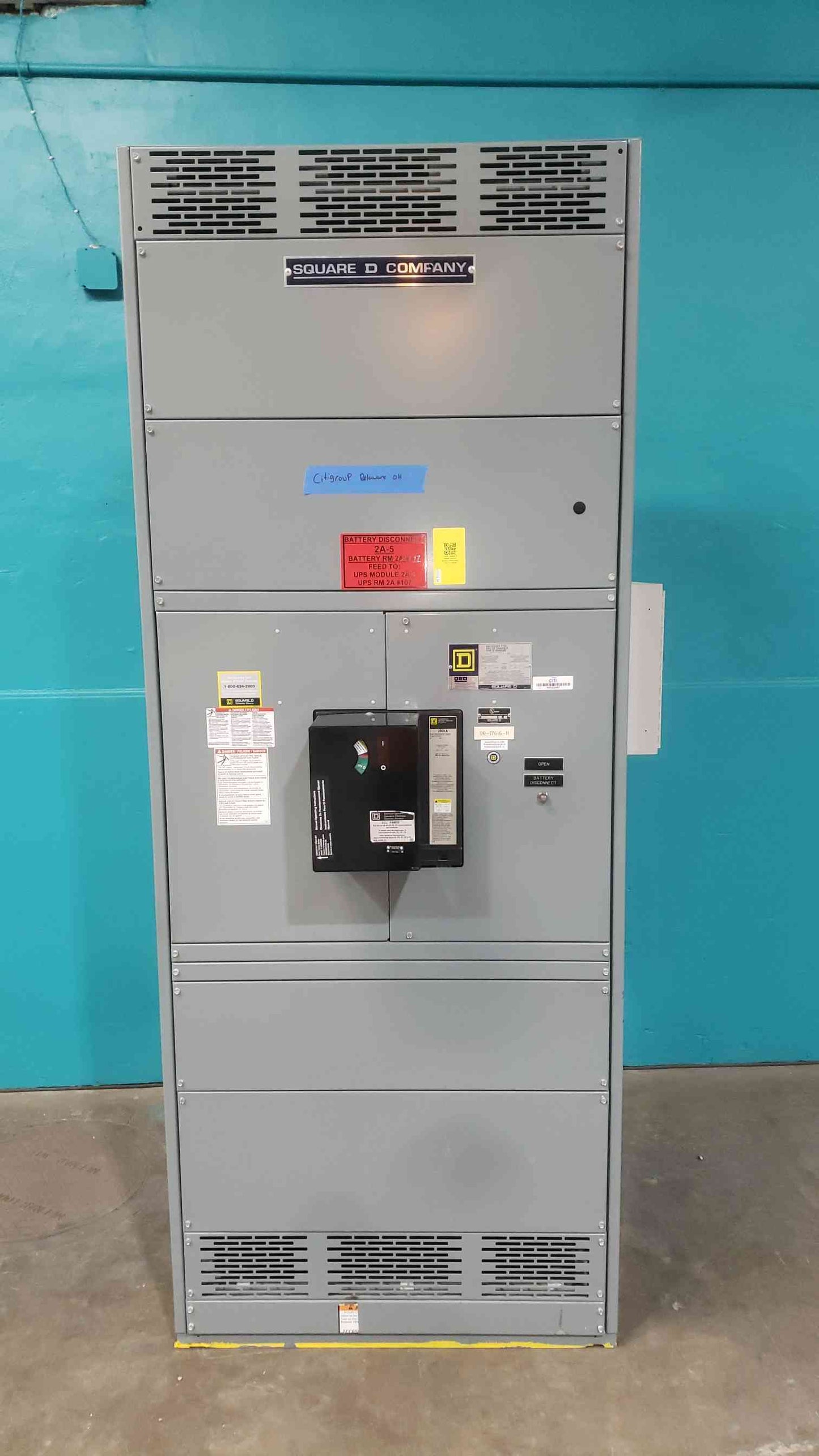 Square D QED 2000A 500VDC Switchboard Battery Disconnect Cabinet GFM600 Breaker