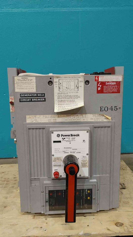 GE Power Break 3000A Circuit Breaker TC3030SSE1C 3 Pole MicroVersaTrip MS-9 480V