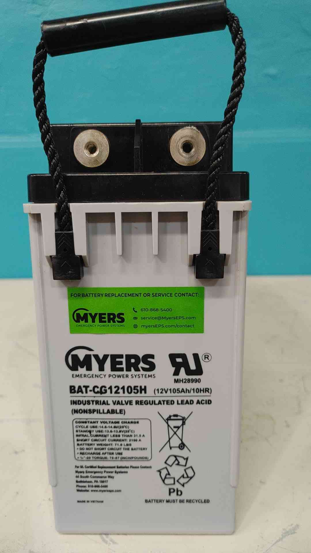 Myers BAT-CG12105H 12V 105Ah Front Terminal AGM UPS Telecom Battery CG12105H