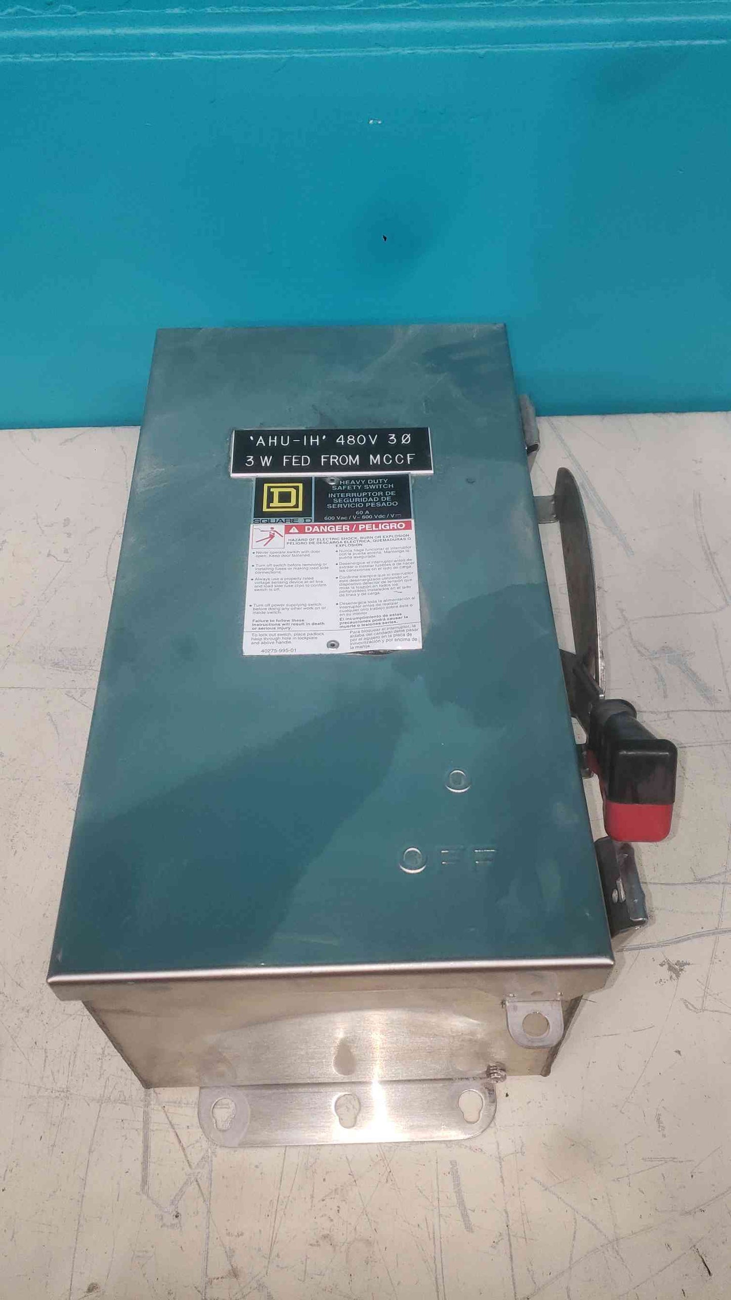 Square D H362DS Safety Switch Disconnect 60A 600V 3P NEMA 4X Stainless With Fuses