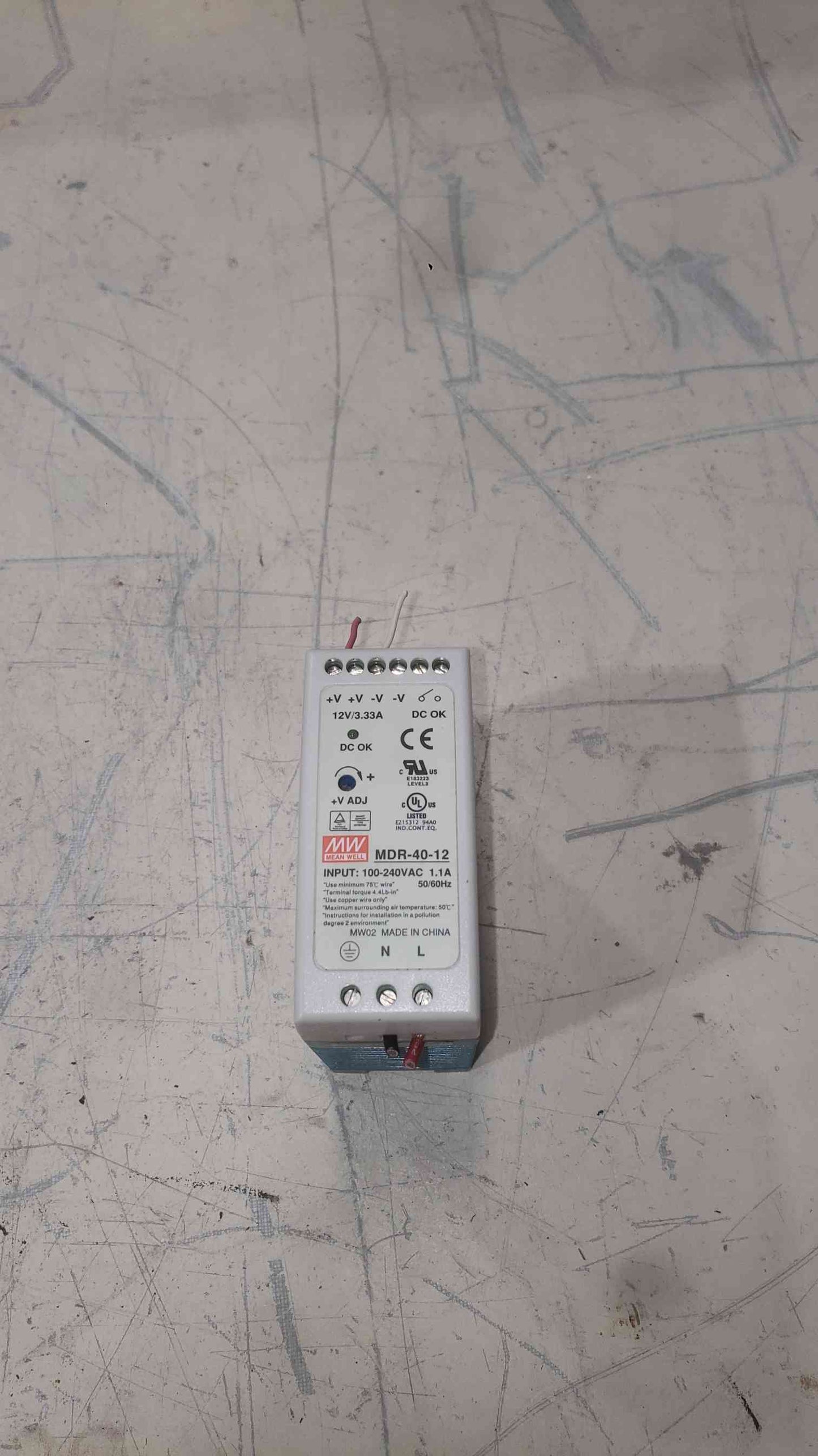 Mean Well MDR-40-12 DIN Rail Power Supply 12V 3.33A 40W 100-240VAC Industrial MW