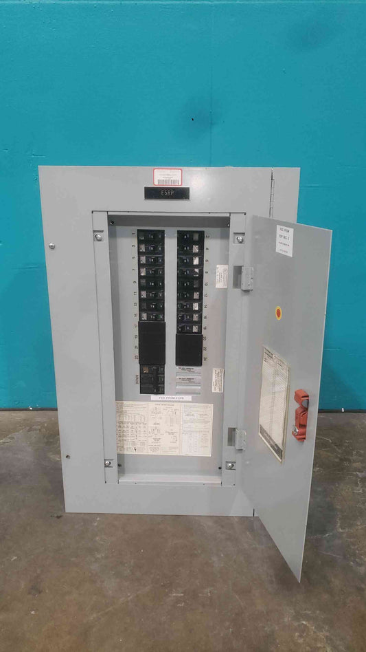GE 3 Phase 50A Main Panelboard 240V Load Center Box W/ 17x 20A 1x 50A THQB Bolt On Breakers
