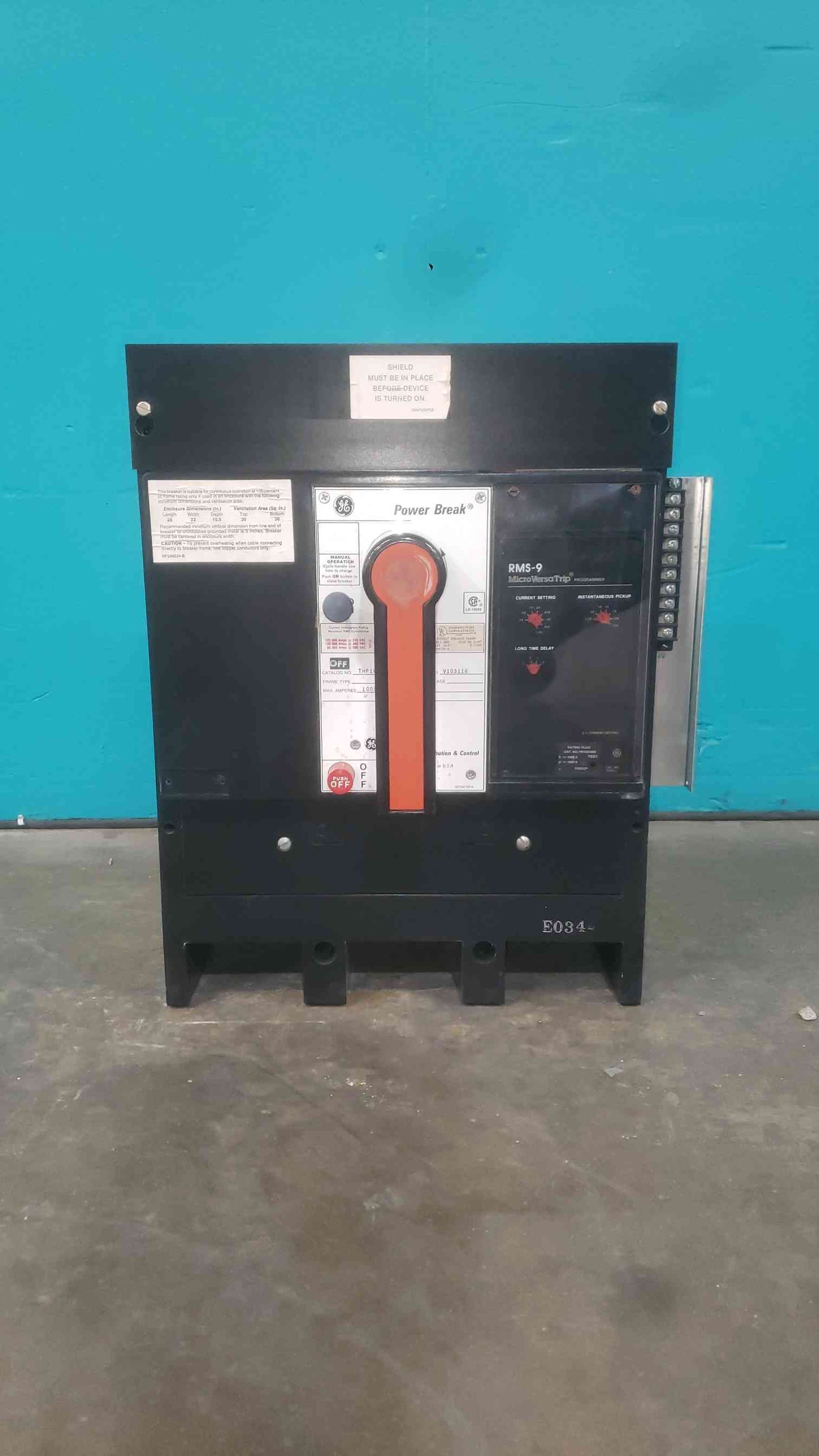 GE Power Break THP1610SS 1000A 3 Pole Circuit Breaker RMS-9 MicroVersaTrip 1000 Amps