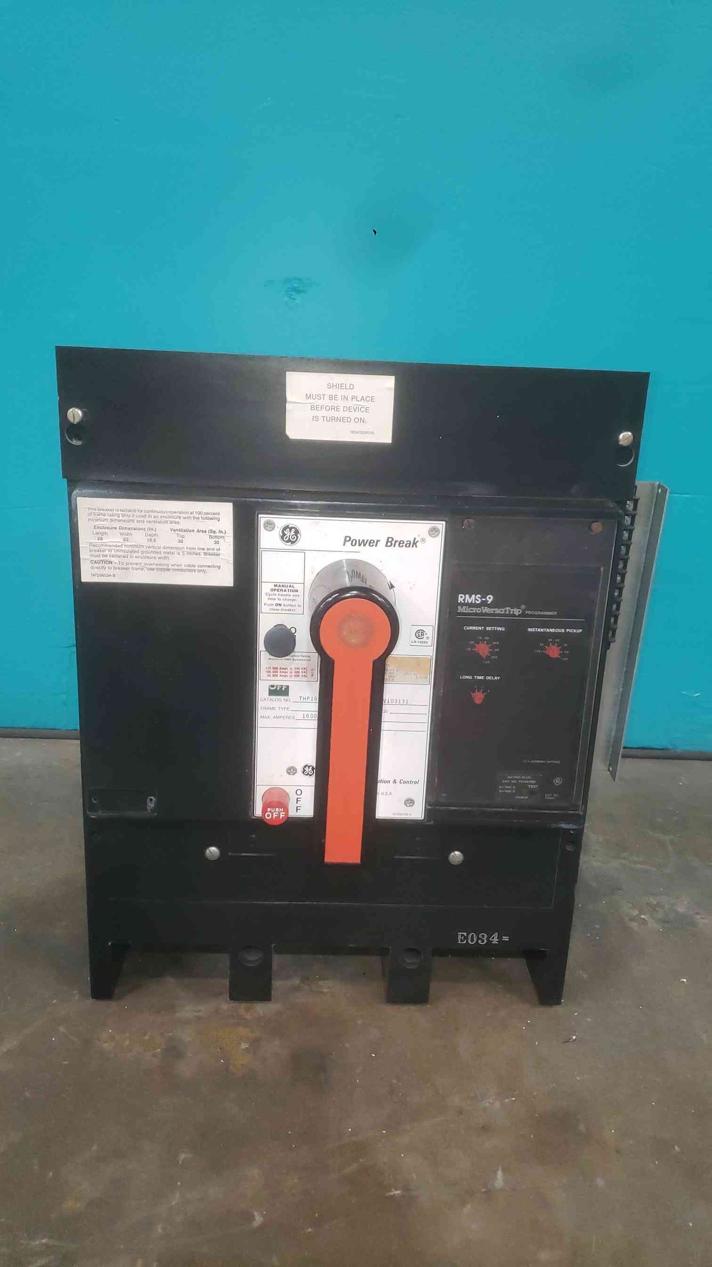 GE Power Break THP1616SS 1600A 3 Pole Circuit Breaker RMS-9 MicroVersaTrip 1600 Amps