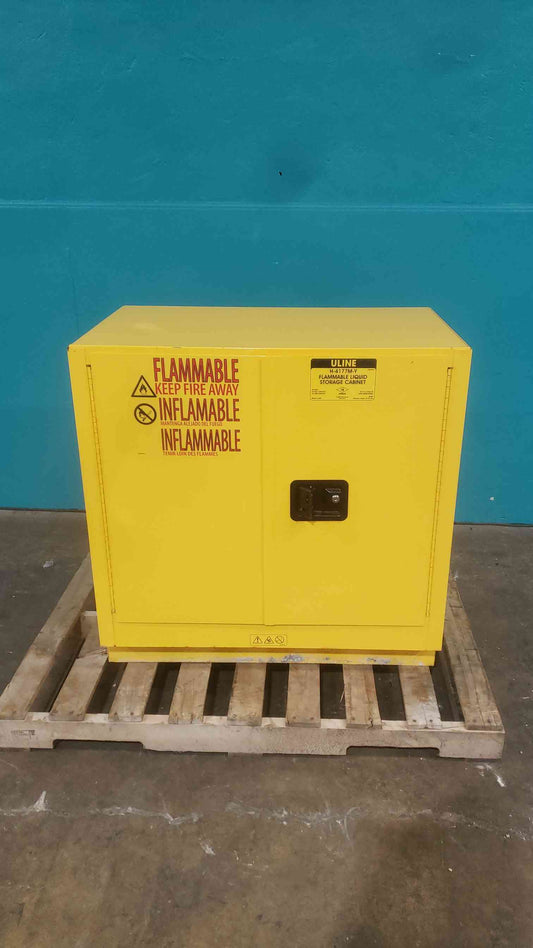 Uline H-4177M-Y Flammable Liquid Safety Storage Cabinet 22 Gallon Undercounter