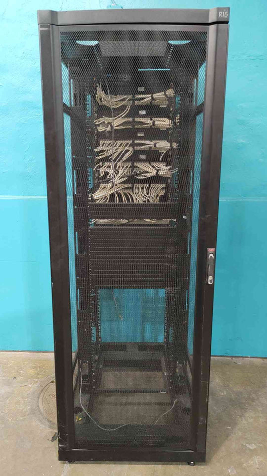 APC NetShelter SX 42U Server Rack Cabinet AR2311BLKX370 Populated Patch Panels