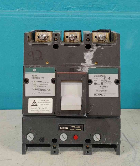 GE TJK436F000 400 Amp 3 Pole 600V Molded Case Circuit Breaker Frame J600 TCAL43