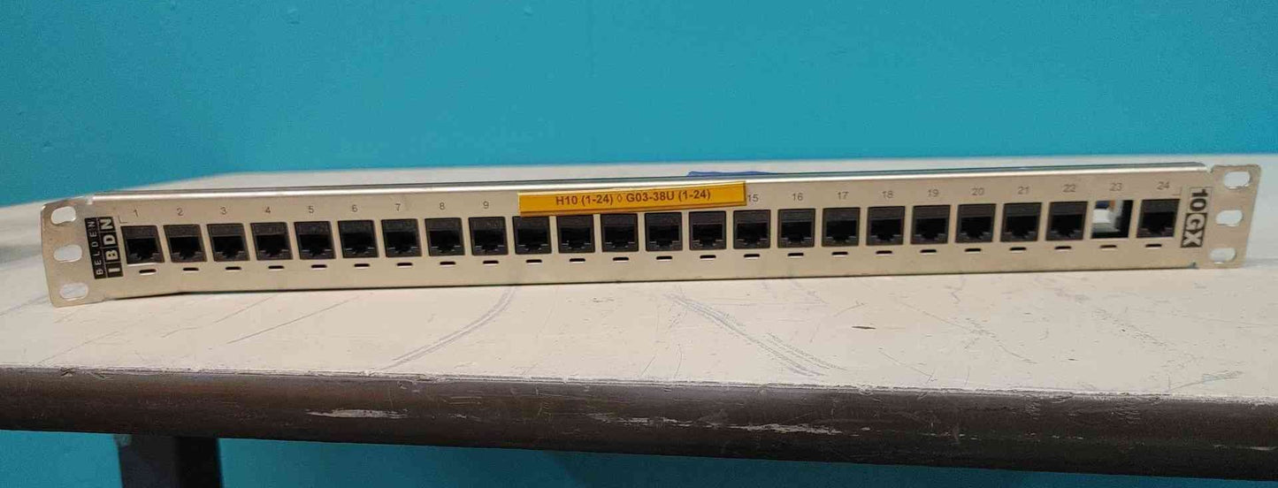 Belden IBDN 10GX 24 Port Cat 6A Patch Panel 1U Rackmount Metallic Stainless Steel