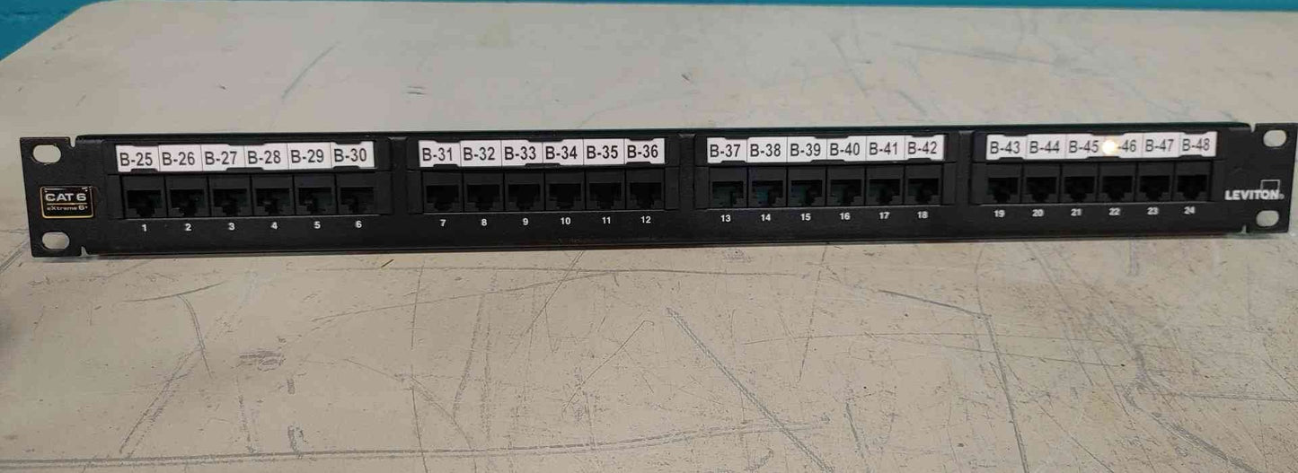 Leviton eXtreme 6+ 24 Port Cat6 Patch Panel 1U Rackmount 110 Punch Down T568A B
