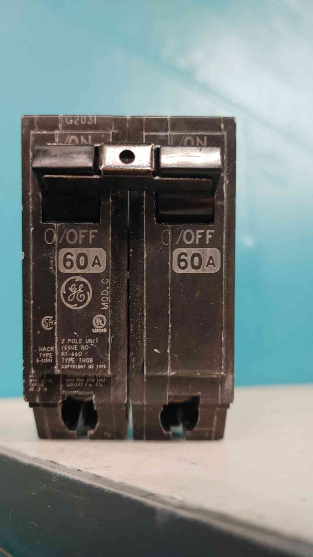 GE THQB2160 60A 2 Pole 120/240V Bolt-On Commercial Circuit Breaker THQB 60