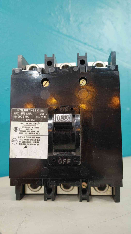 Square D Q2L3100 100A 3 Pole 240V Molded Case Circuit Breaker Type Q2L 100 Amp