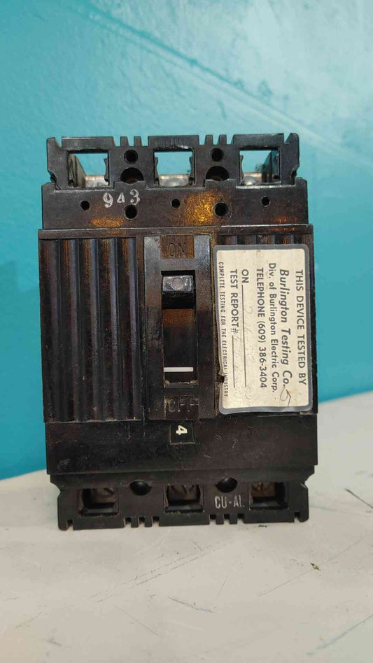 GE TE132040 40A 3 Pole 240V Industrial Molded Case Circuit Breaker Type TE 40