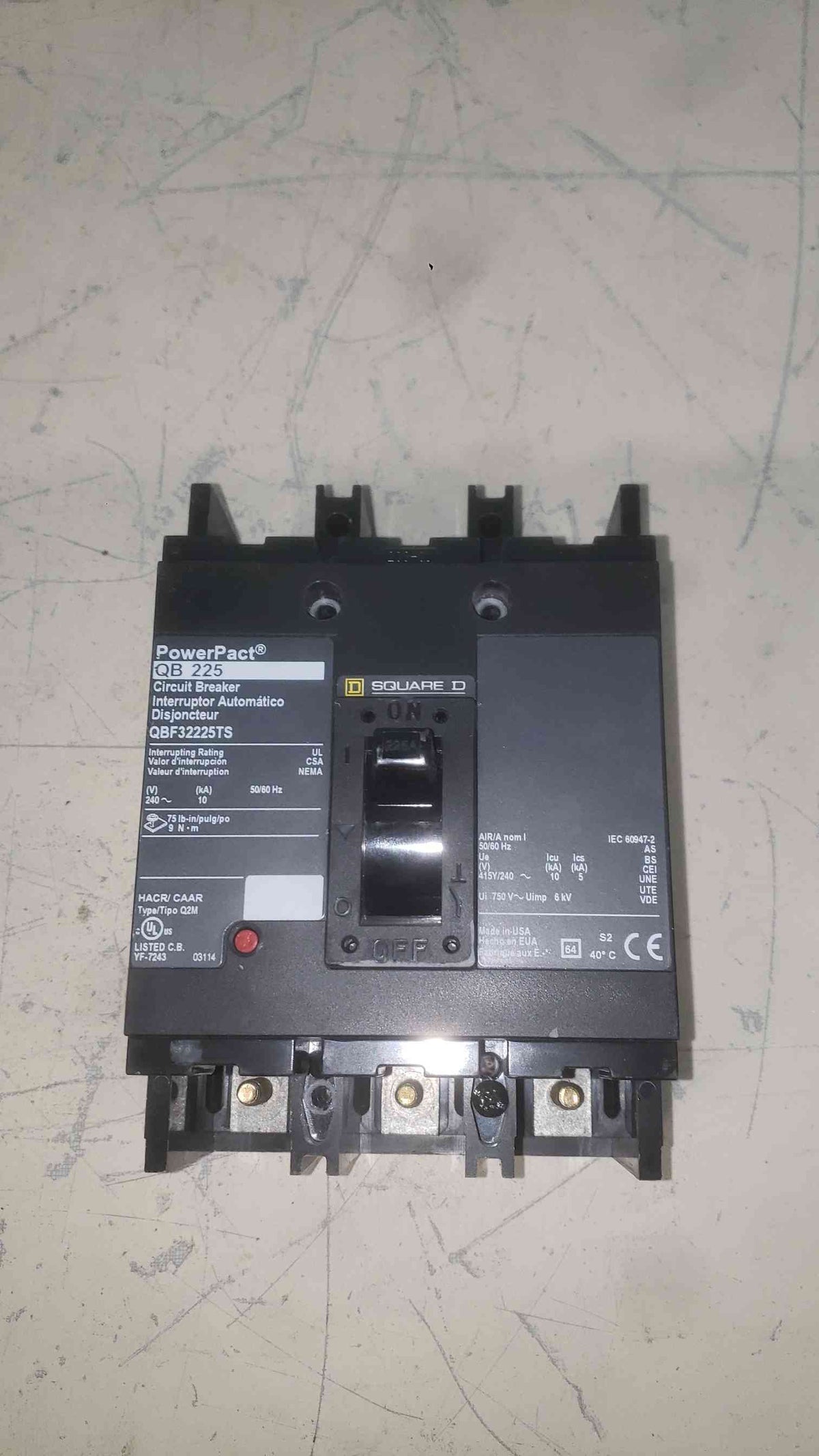 Square D PowerPact QBF32225TS 225A 3 Pole 240V Circuit Breaker QB 225 Amp