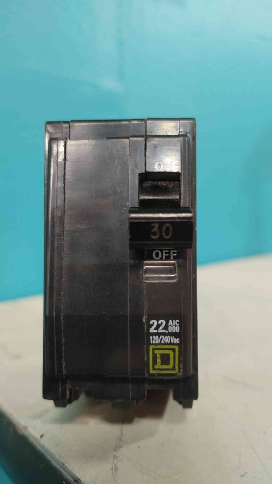 Square D QO230VH 2 Pole 30 Amp 22kA 120/240V Plug-On Circuit Breaker