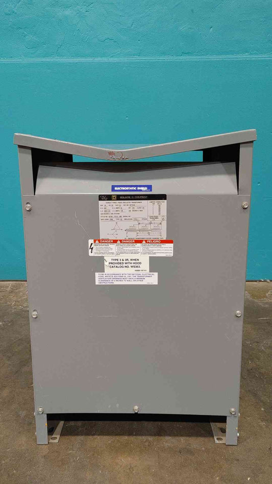 Square D Sorgel 45T3HIS 45 kVA Transformer 480V-208Y/120V 3 Ph Electrostatic Shield
