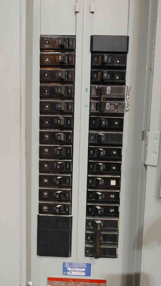 GE NLAB 100A Panelboard 208Y/120V 3 Phase Loaded w/ GE THQB Breakers 60A 30A 20A