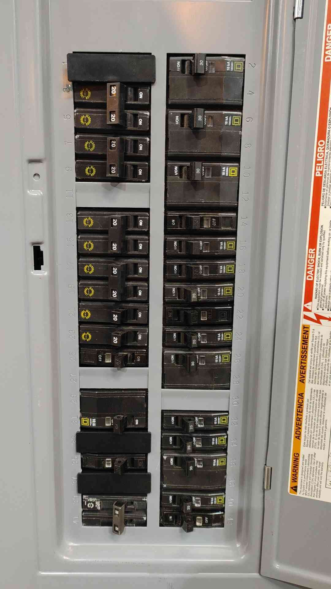 Square D 200A 120/240 Electrical Load Center Panel Interior Door Wiring Diagram Label (Sku:114402)