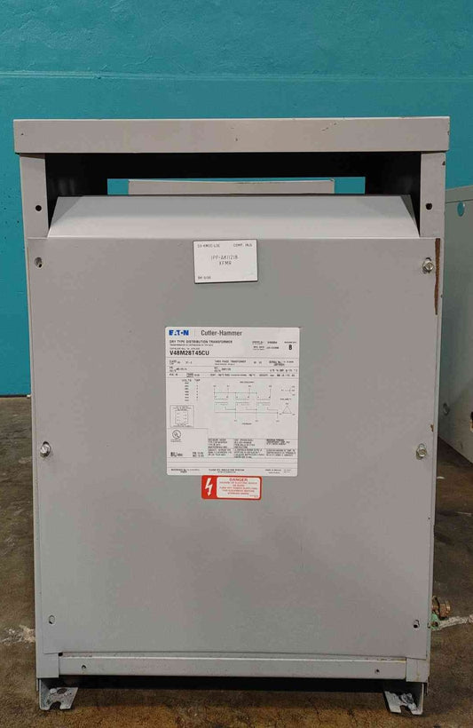 Eaton Cutler Hammer 45 kVA Transformer 480V to 208Y/120V 3Ph Copper V48M28T45CU