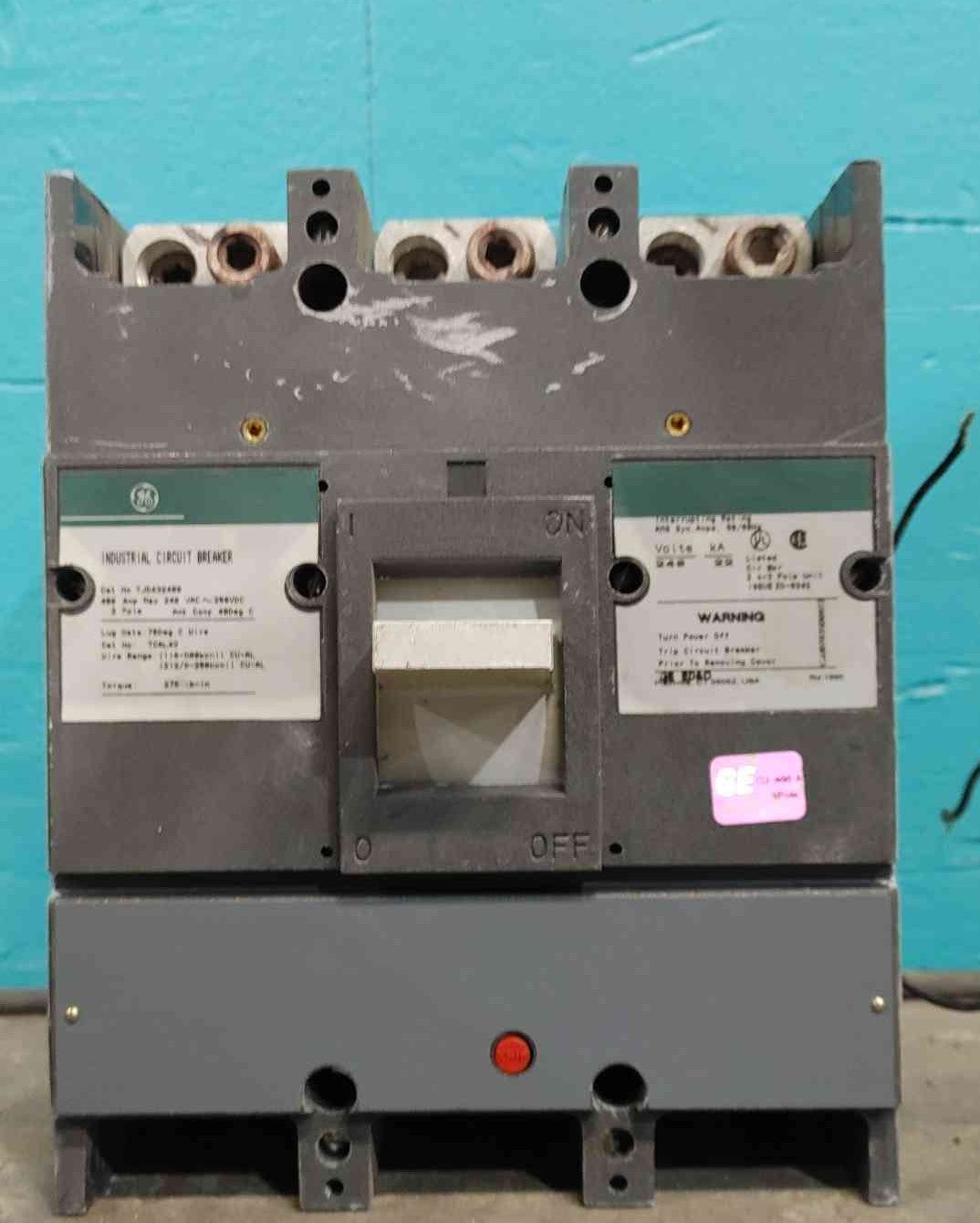 GE TJD432400 400A 3 Pole 240V Circuit Breaker TJD 400 Amp Molded Case TJD432