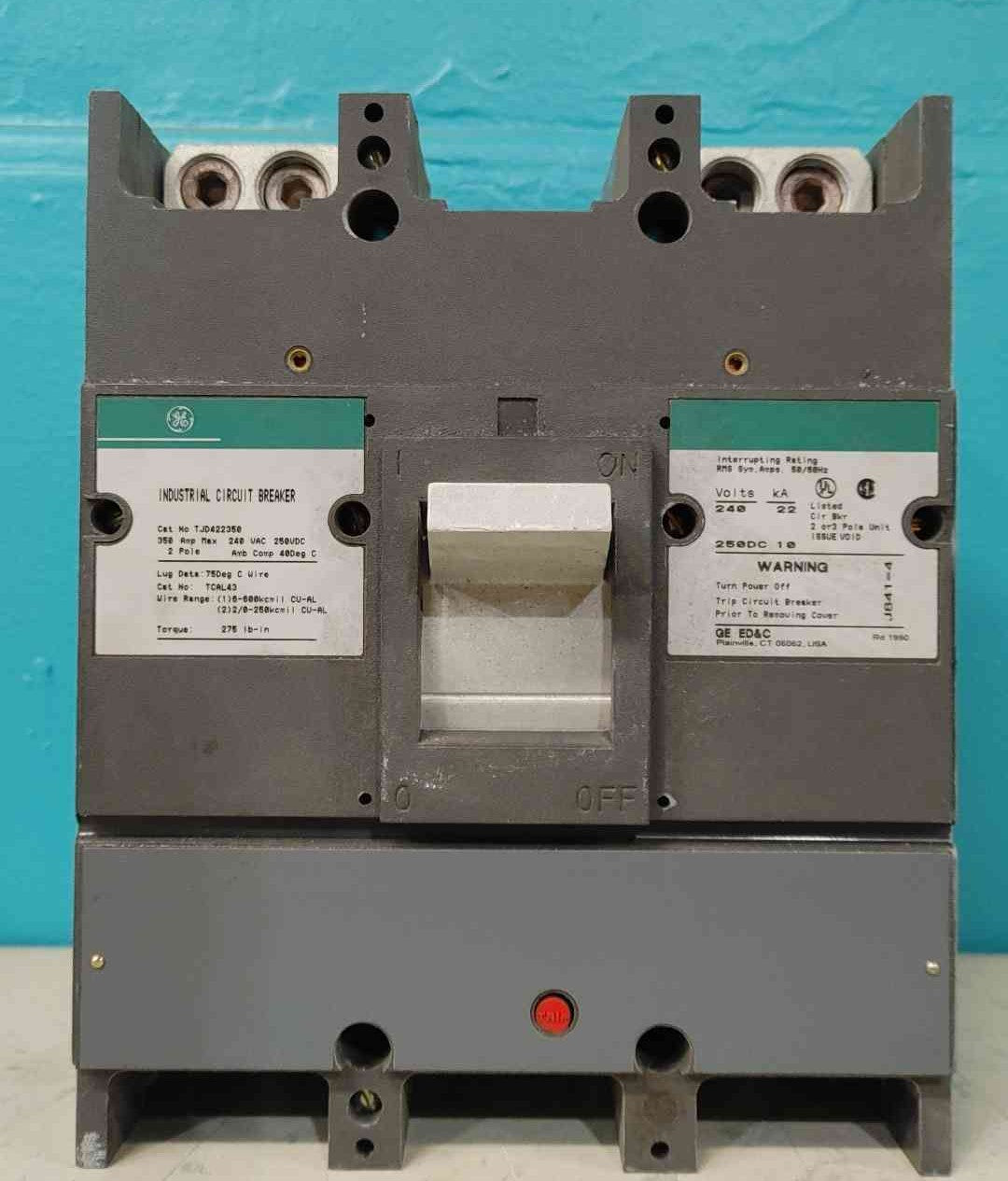 GE TJD422350 350A 2 Pole 240V Circuit Breaker TJD 350 Amp Molded Case TJD422
