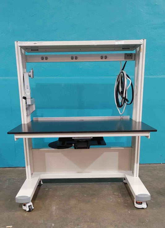 4' Rolling Lab Table w/6 Port PDU Strip, Swivel Desk Pull Out And Mount (Sku 115136)