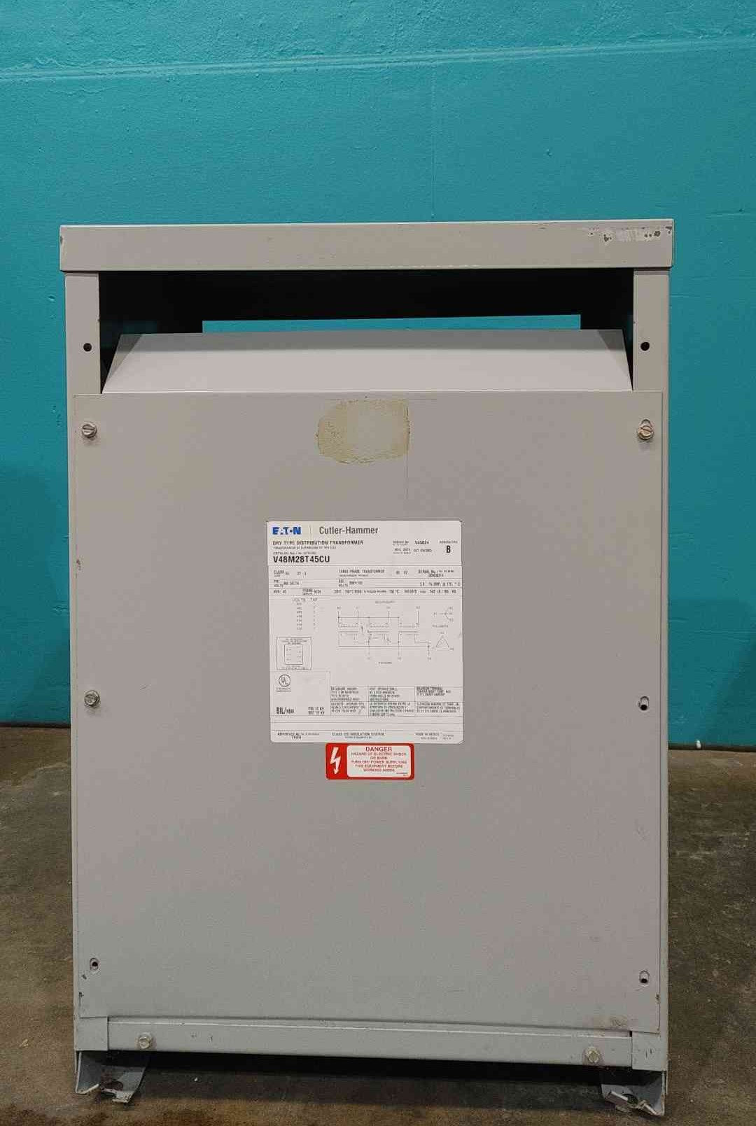 Eaton Cutler Hammer 45 kVA Transformer V48M28T45CU Copper 3PH 480V to 208Y 120V