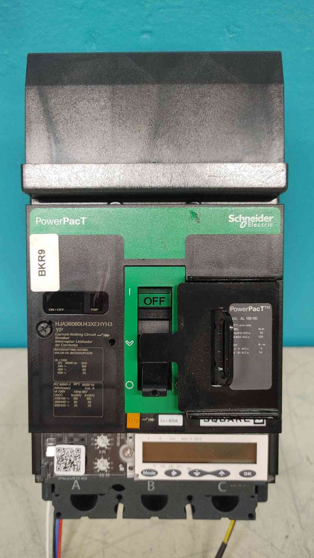 Square D HJA36060U43XEHYH3 60A 3P Circuit Breaker I-Line 600V MicroLogic 5.2A