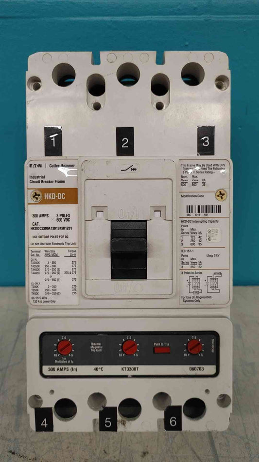 Eaton Cutler Hammer HKD-DC 300A 3P 600VDC Circuit Breaker HKDDC3300A KT3300T Trip