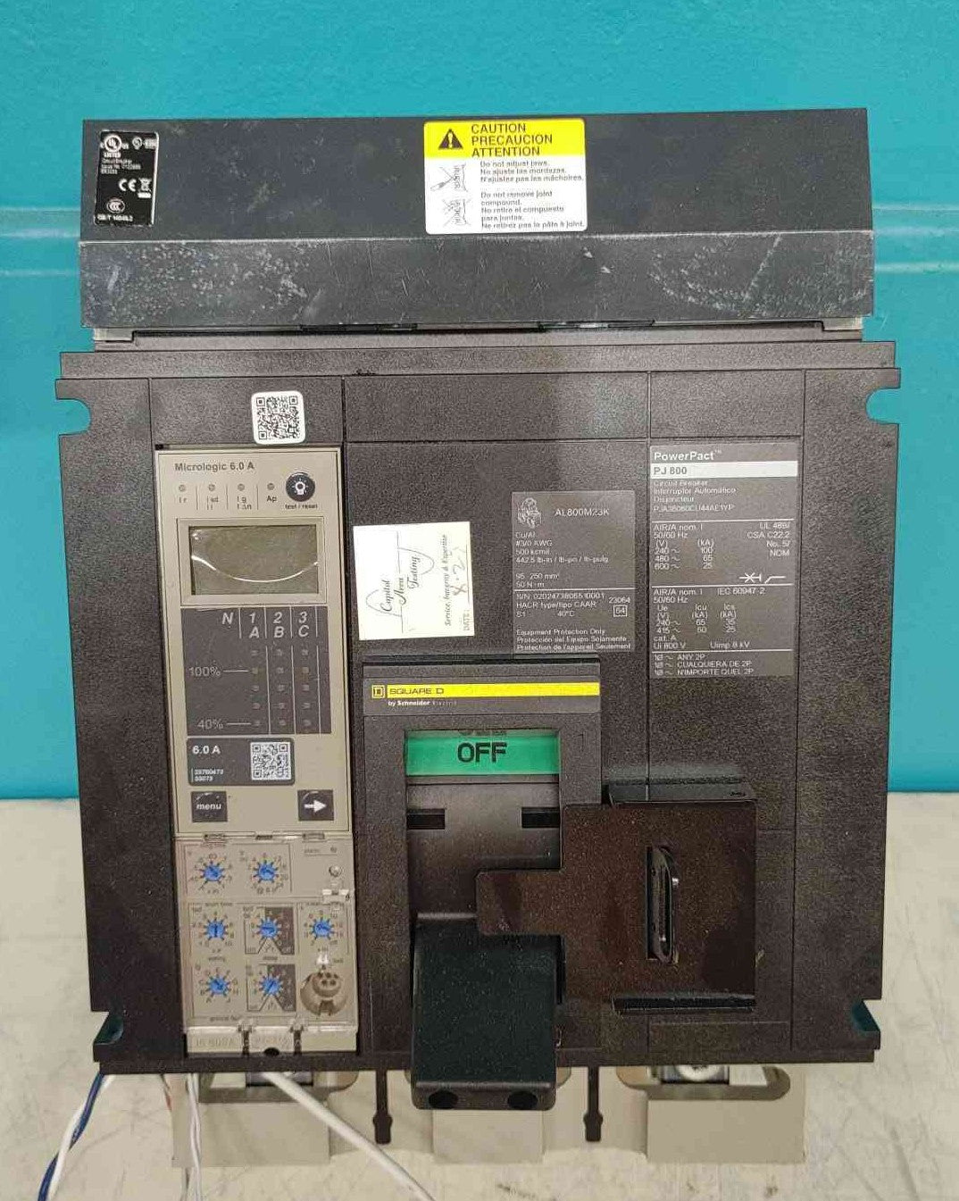 Square D PJA36080CU44AE1YP 800A 3P Circuit Breaker I-Line 600V MicroLogic 6.0A