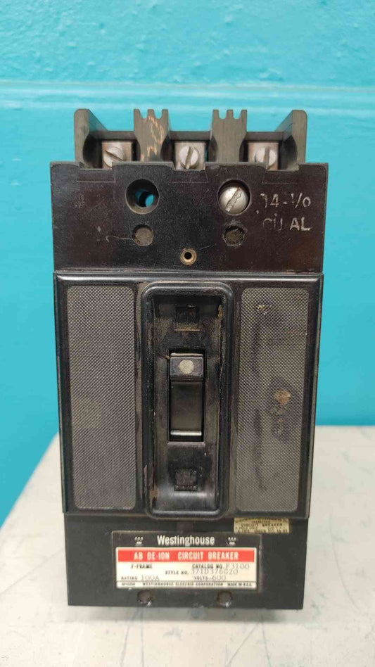 Westinghouse F3100 100A 3 Pole Circuit Breaker 600V F Frame 371D376G20 AB De-Ion