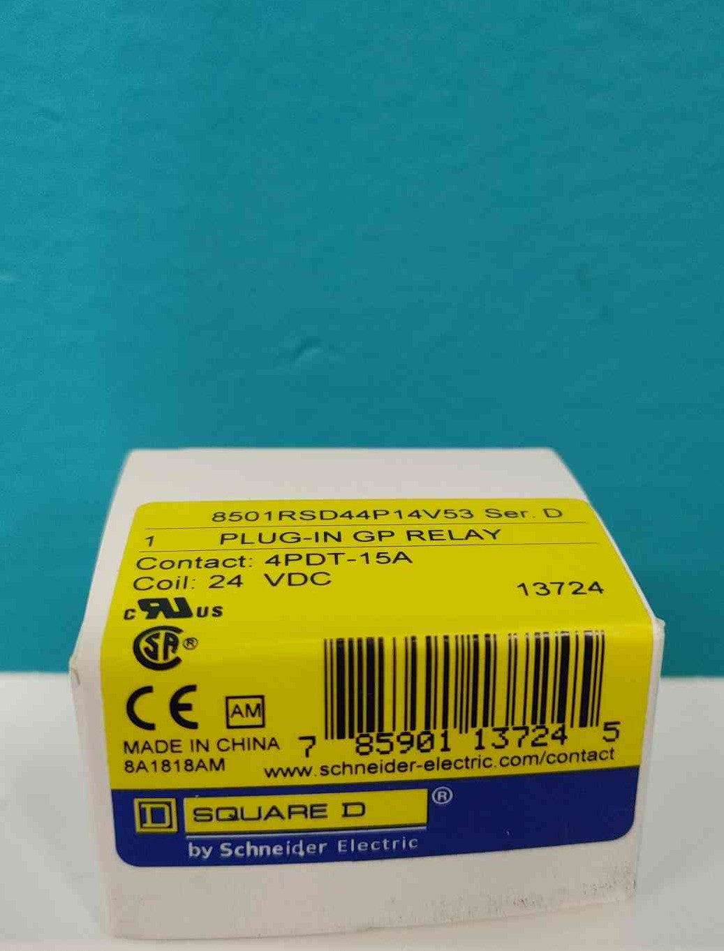 Square D 8501RSD44P14V53 Plug-In Relay 24VDC Coil 4PDT 15A 14-Pin Blade NIB