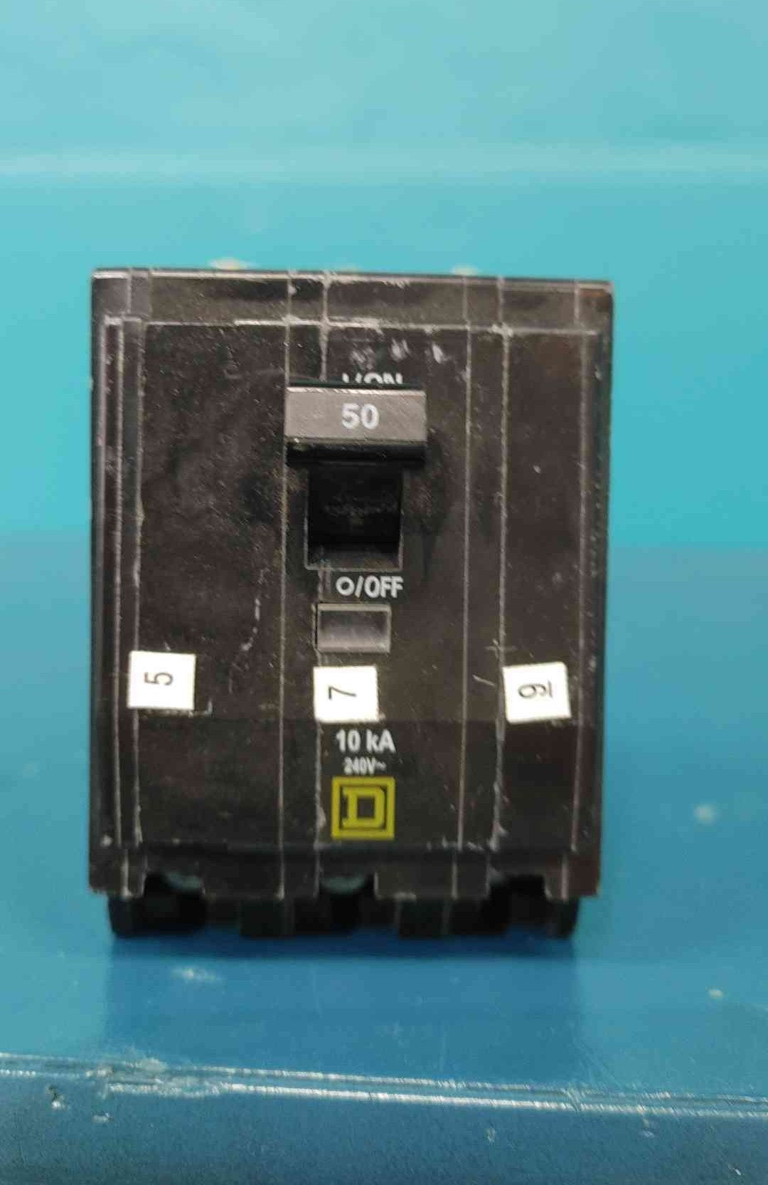 Square D QO350 50 Amp 3 Pole Circuit Breaker 240V 10kA Plug-On QO 3P 50A Breaker