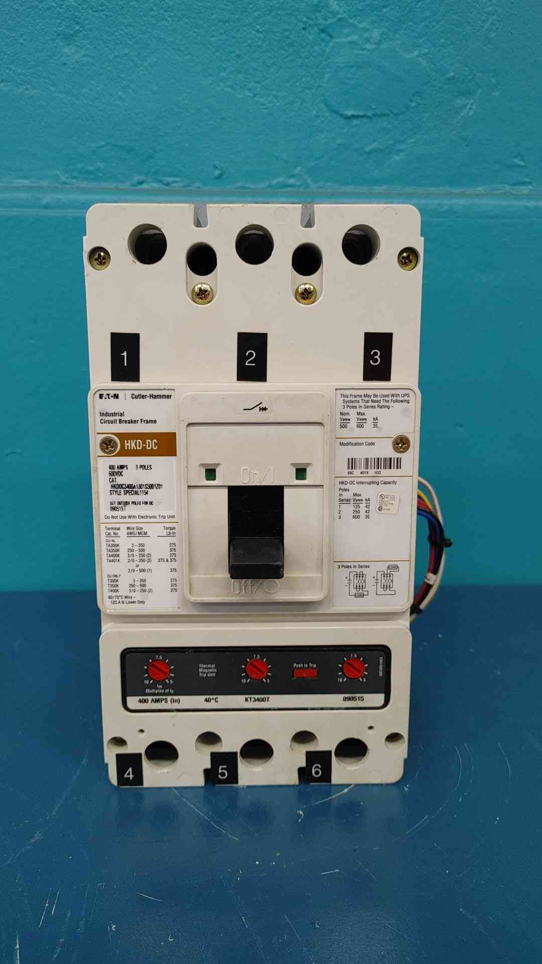 Eaton Cutler Hammer HKD-DC HKDDC3400A1301S5001Z01 400A 3P 600V Circuit Breaker