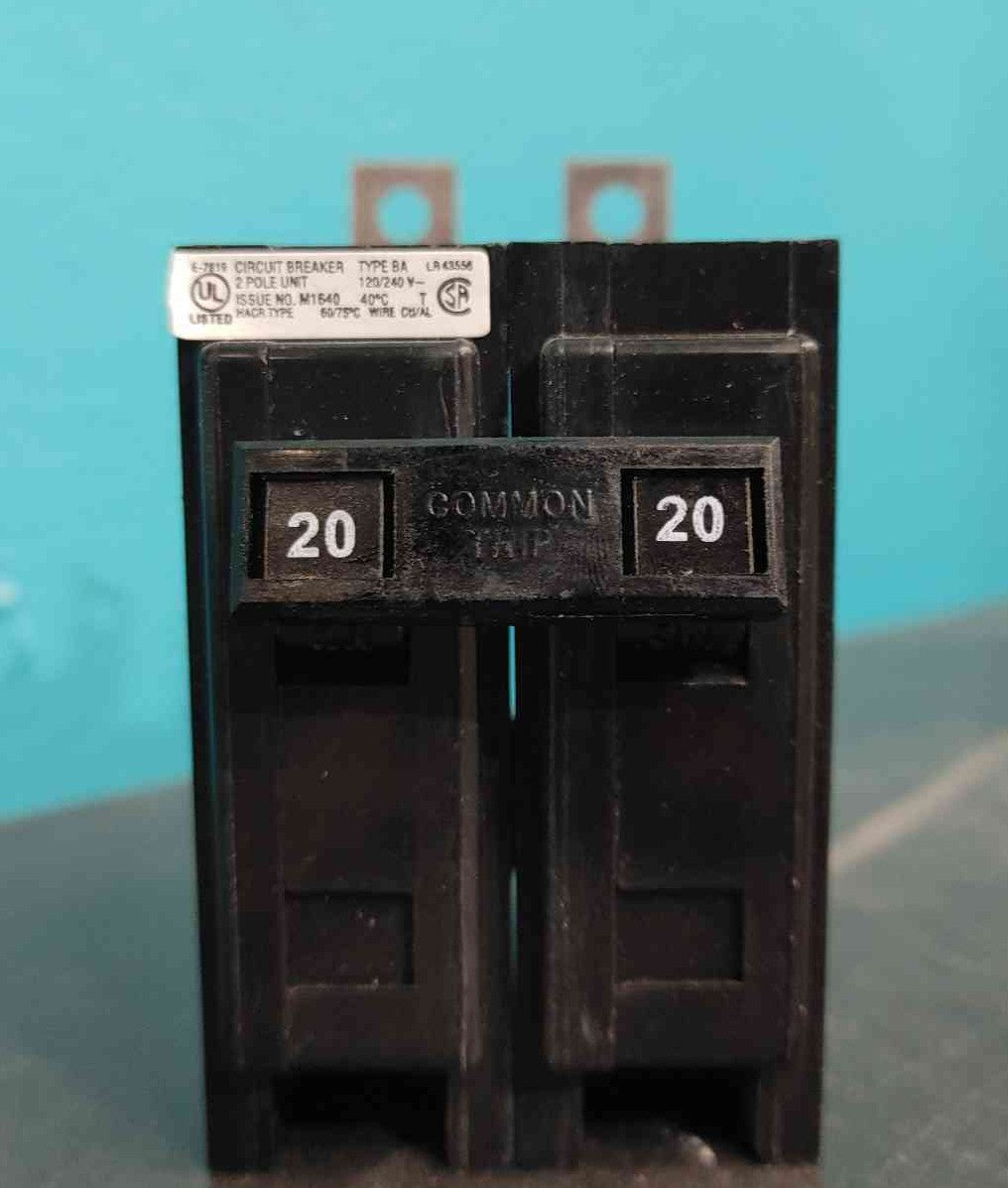 Cutler Hammer BA2020 20A 2 Pole Bolt-On Circuit Breaker 120/240V Type BA 20 Amp