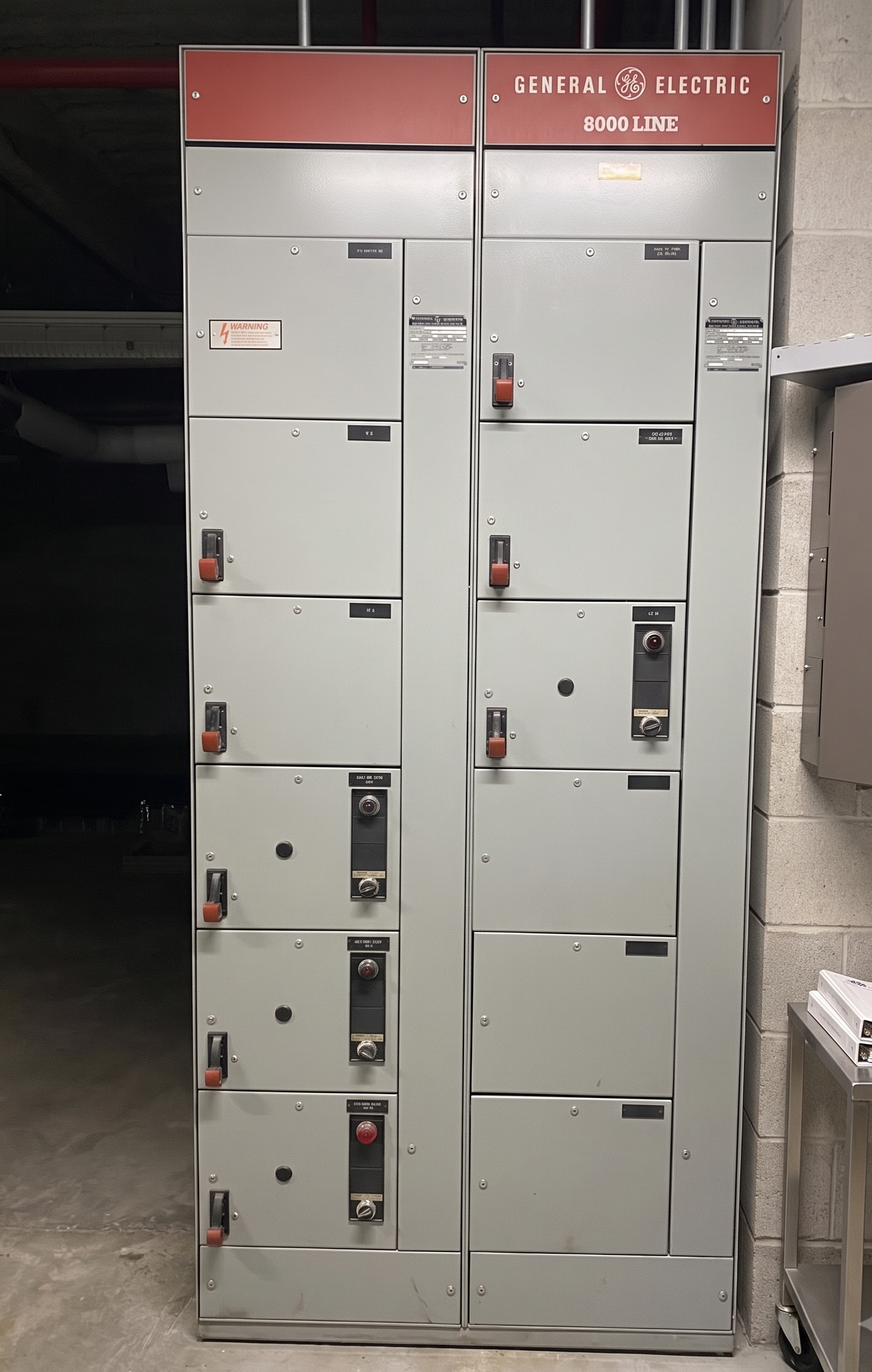 GE 8000 Line MCC Motor Control Center 2 Section 480V 600A 3 Phase 3 Wire 515X0564M01