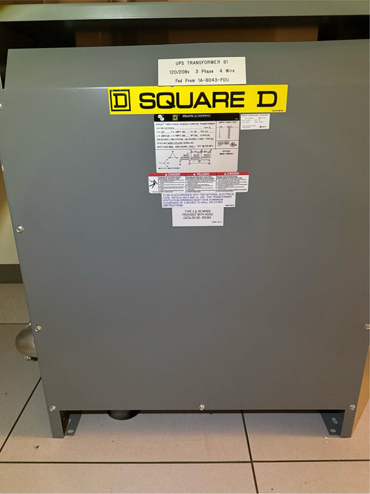 75KVA Square D Sorgel Dry Type Transformer 240v x 120/208V 3ph 4-wire