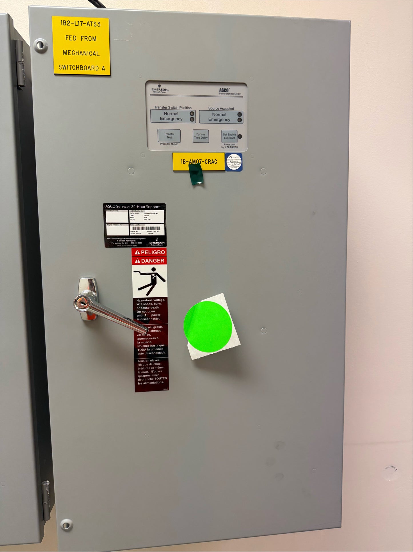 ASCO Series 300 70A 480V 3PH Automatic Transfer Switch ATS (SKU: 110293)