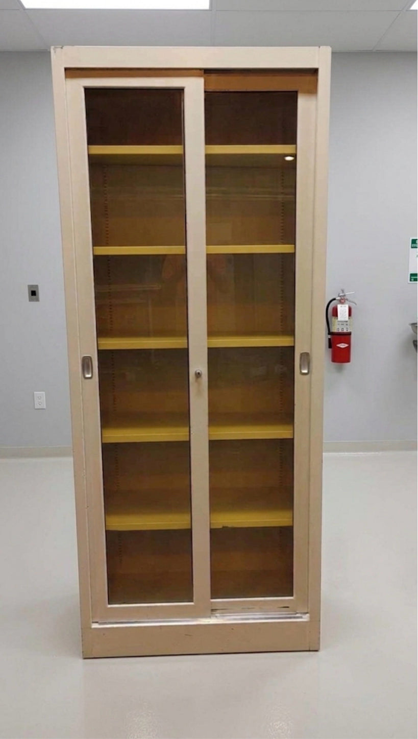 7ft Heavy-Duty Industrial Laboratory Casework Cabinet - Sliding Glass Doors
