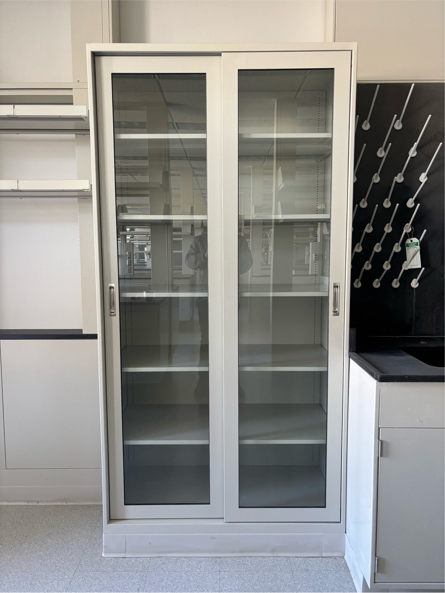 Tall Metal Glass Storage Cabinet 42"x22"x85" (SKU: 112863)