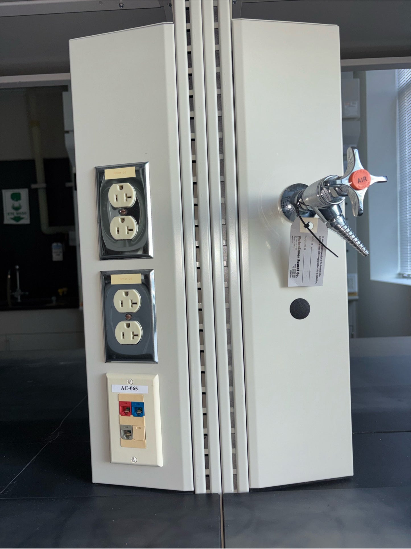 12’ 2 Sided Hamilton Metal Casework Island Work-center w/ Overhead Shelves  (112880)